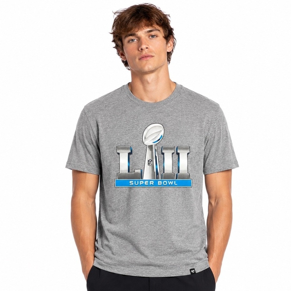 '47 Brand Super Bowl LII 2018 NFL Heather Gray Tee Size M Eagles Patriots Fan